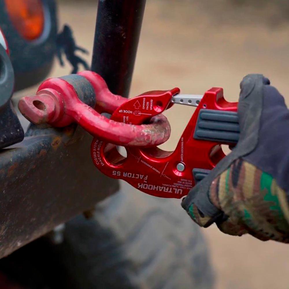 Factor 55 UltraHook Winch Shackle Aluminum in Red 00250-01