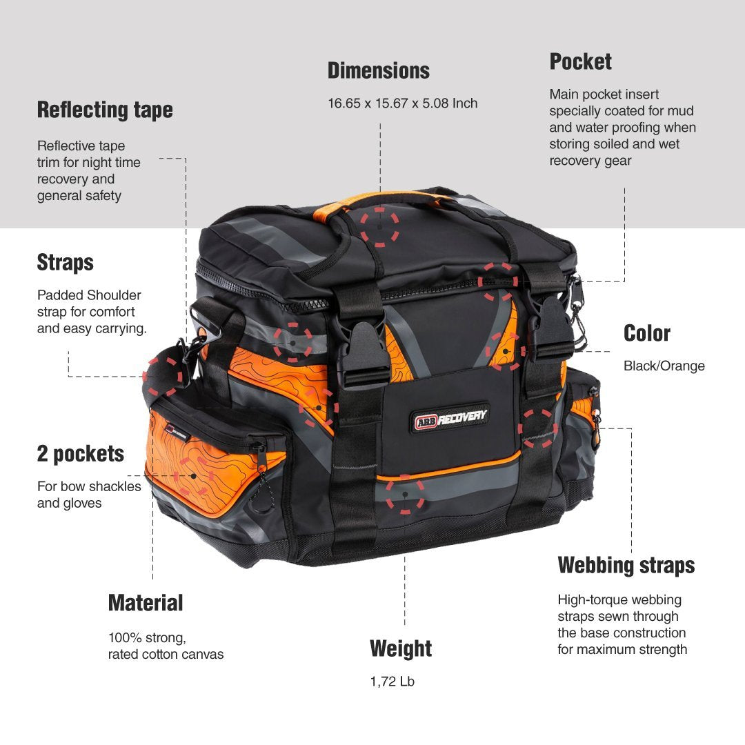 ARB Premium Recovery Kit + Recovery Bag + Leather back gloves and more RK9A